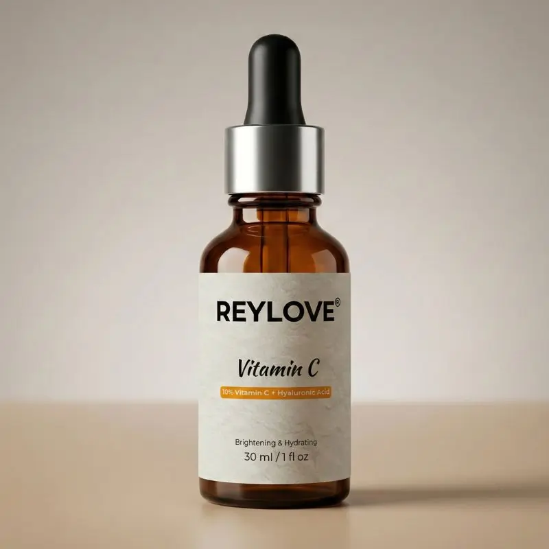 Reylove Vitamin C + Hyaluronic Acid Serum brightens dull skin, reduces dark spots and deeply hydrates for a fresh glowing look. Vitamin C improves skin tone while Hyaluronic Acid locks in moisture for soft, plump and healthy skin. Suitable for daily use.